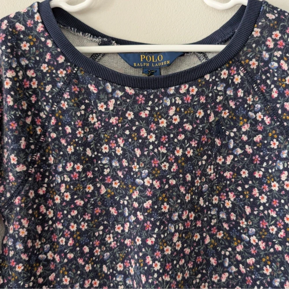 Polo Ralph Lauren Little Girls Sweatshirt Dress‎ SIZE 7 Floral Pockets Casual